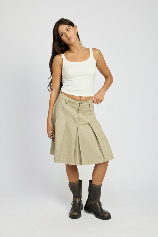 KNEE LENGTH PLEATED SKIRT