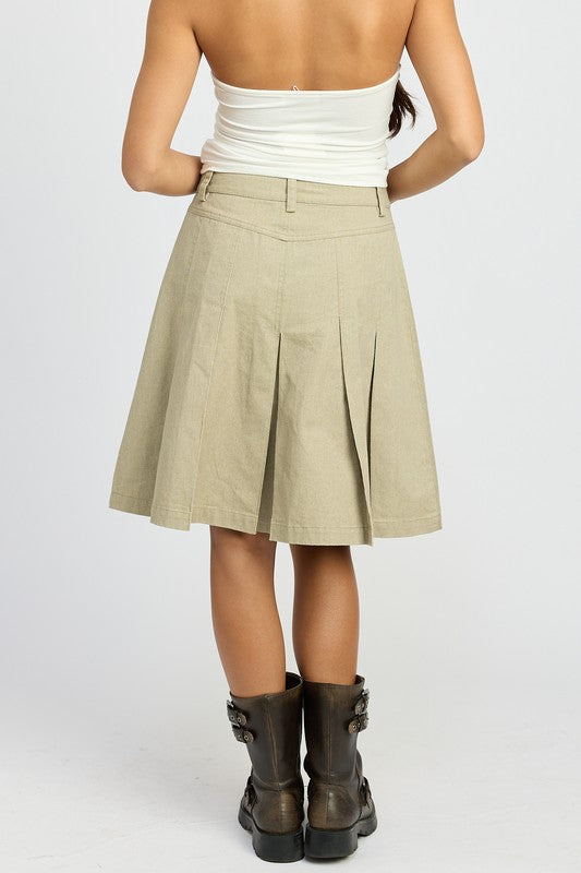 KNEE LENGTH PLEATED SKIRT