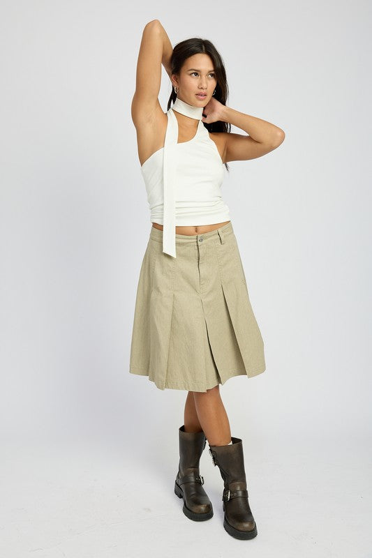 KNEE LENGTH PLEATED SKIRT