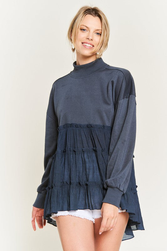 PLUS MOCK NECK TUNIC KNIT TOP