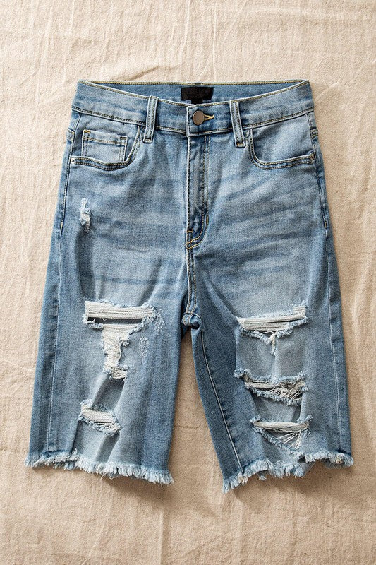 So Fly Distressed Denim Shorts