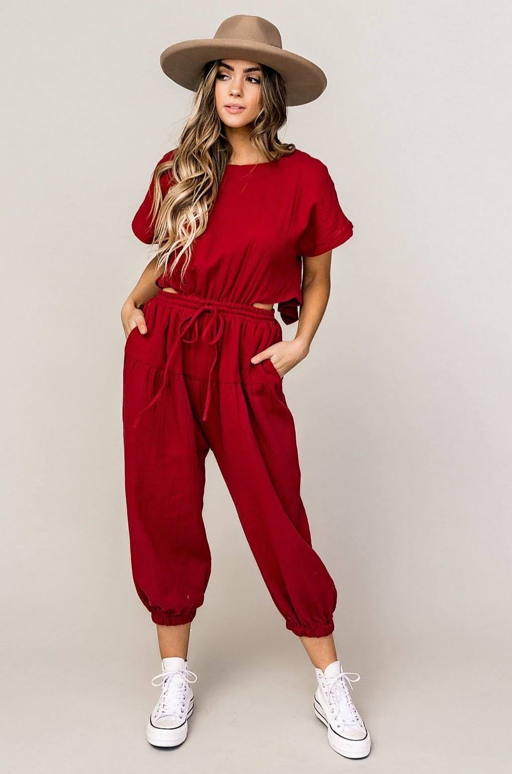 Crimson Harem Jumpsuit