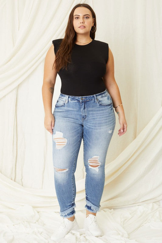 Plus Mid Rise Ankle Skinny Jeans