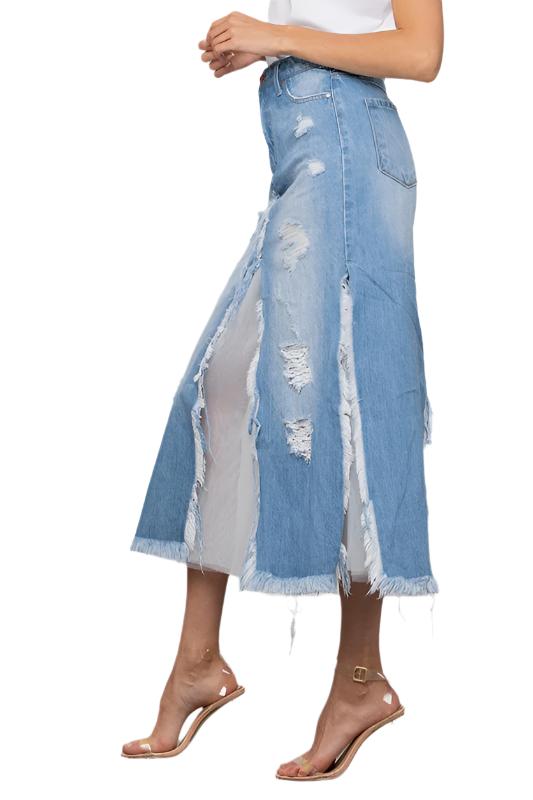 LONG LENGTH DENIM SKIRT