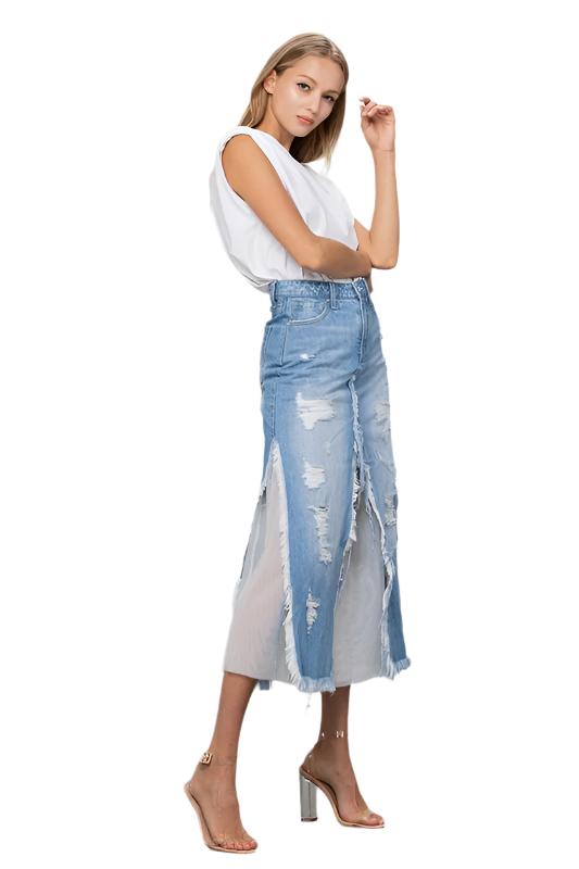 LONG LENGTH DENIM SKIRT