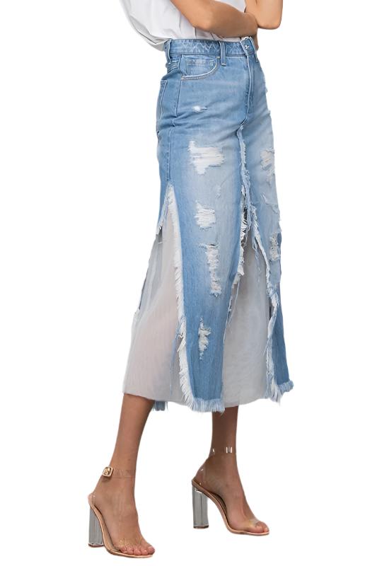 LONG LENGTH DENIM SKIRT