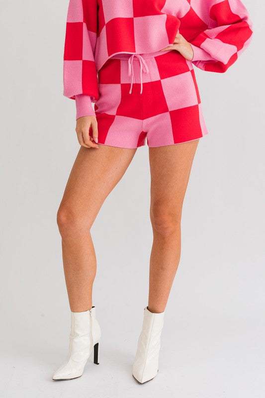 Checkered Sweater Shorts